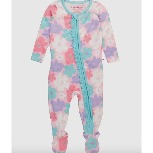 Ruffle Butts Other - Ruffle Butts SoftSnooze Baby Girls Ruffle One Piece Footie Pajamas